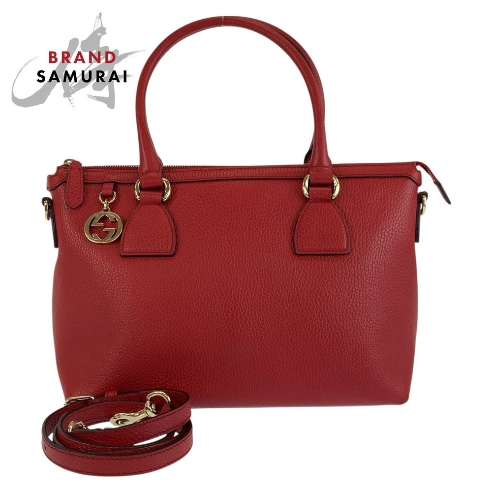 GUCCI Interlocking Red Leather Tote Bag Shoulder - Picture 2 of 10